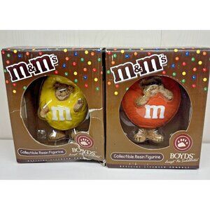 Boyds Bears M&M Easter Resin Figurines 2005 Yellow & Orange Spring Decor 2pc Box